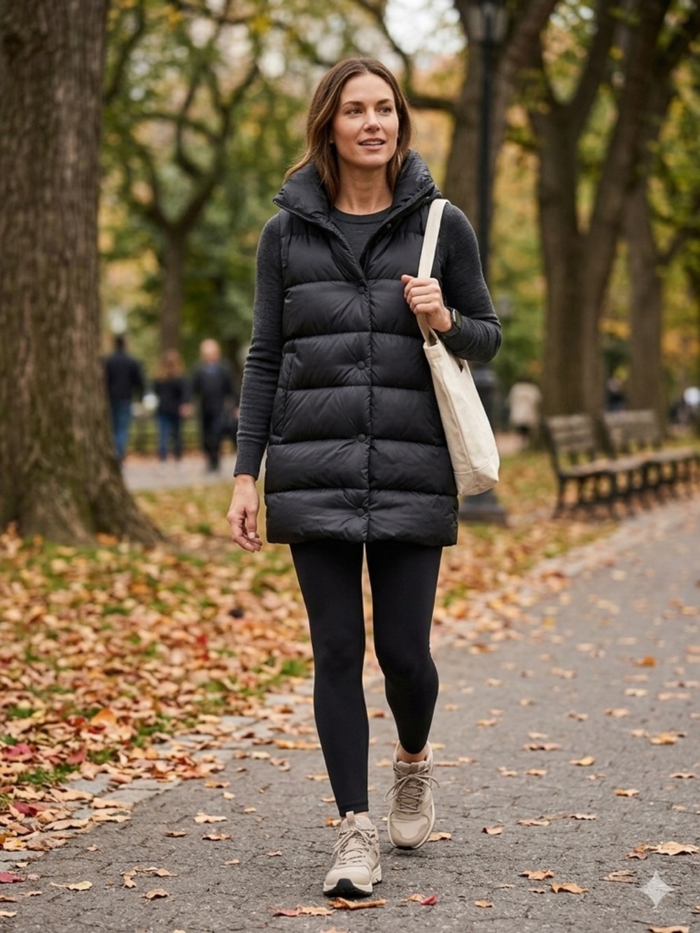 Athleta Downtown Puffer Vest Black Goose Down Fill Quilted Vest Women's Size S